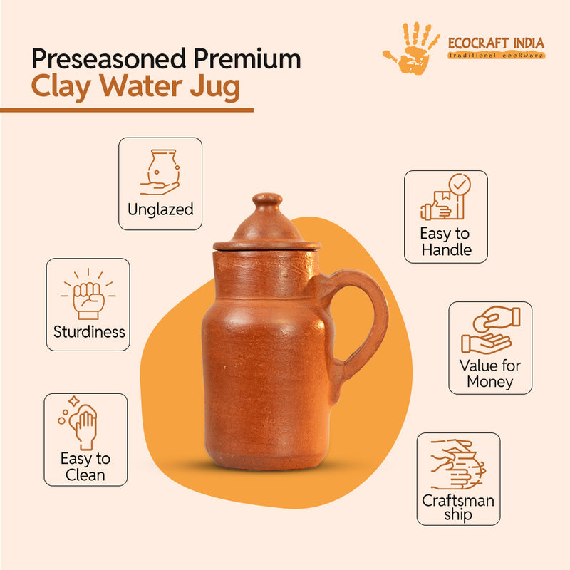 Ecocraft Clay Jug – Handmade Premium Model (1.5 Liters)