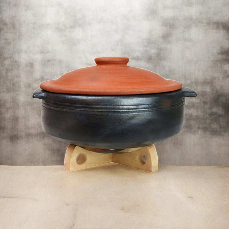 Ecocraft Special Black Clay Handi with Lid