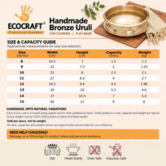 Handmade Bronze Uruli for Cooking – Flat Base | Ecocraft Traditional Cookware