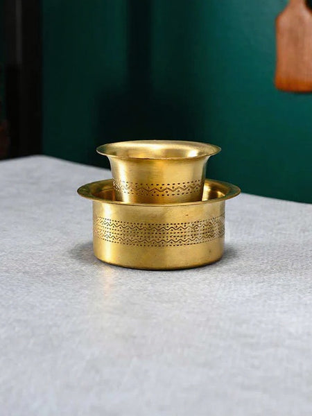 Premium Brass Tumbler & Davara Set (Matt Designed) - Elegant and Durable
