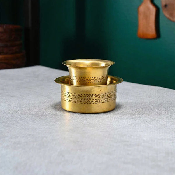 Premium Brass Tumbler & Davara Set (Matt Designed) - Elegant and Durable