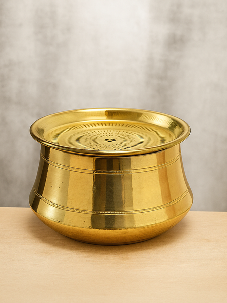 Ecocraft Brass Rice Pot with Lid | Handcrafted Traditional Cookware
