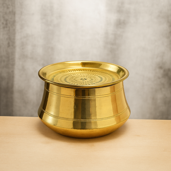 Ecocraft Brass Rice Pot with Lid | Handcrafted Traditional Cookware