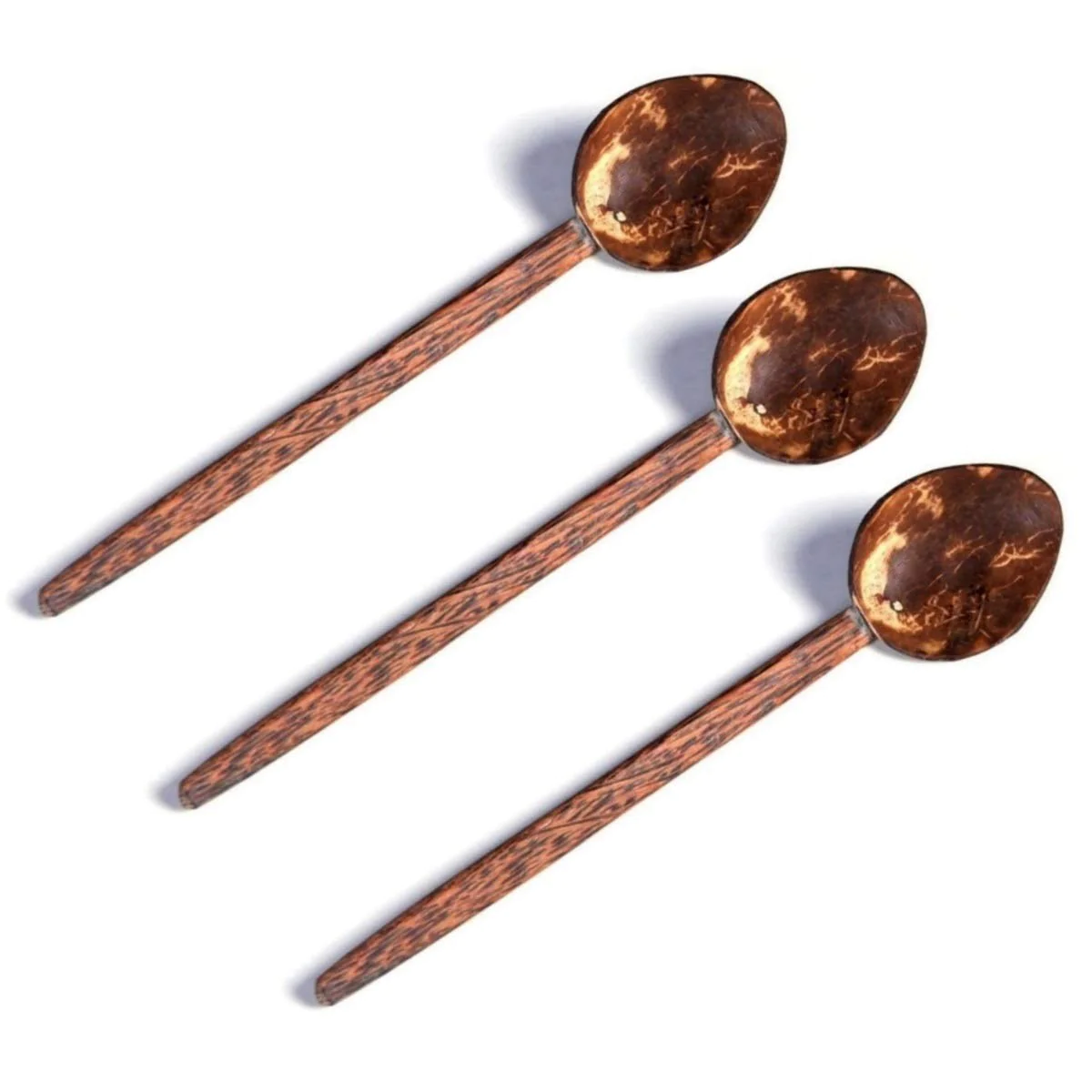 Ecocraft India Coconut Tea Spoon Medium (Pack of 3) – Hand Made – Made from Coconut Shell and Wood