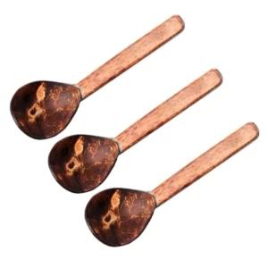 Ecocraft India Coconut Soup Spoon (Pack of 3) -Hand Made – Made from Coconut Shell and Coconut Wood